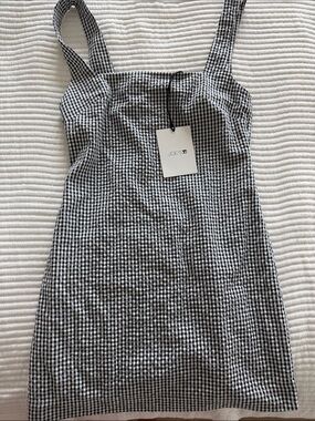 Joe's Jeans Black & White Gingham Square-Neck Mini